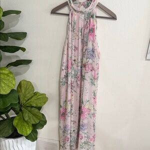 Floral Pink Halter Maxi Dress